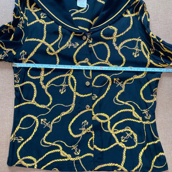 Carole Little Vintage 80s Nautical Avant Garde Unique Button Up Deadstock 12 - Picture 8 of 9
